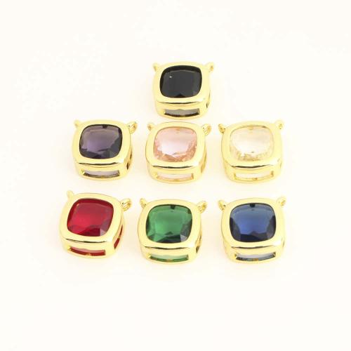 Cubique Pendentif en laiton zircon pavent, avec zircon cubique, Carré, DIY & double trou, plus de couleurs à choisir, Vendu par PC