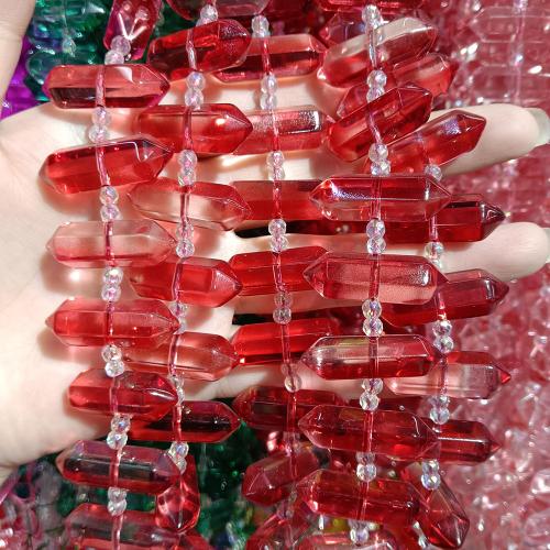 joyas de colgante de cristal de corazón, Hexágono, Bricolaje, más colores para la opción, 8x32mm, longitud:aproximado 38 cm, Vendido por Sarta