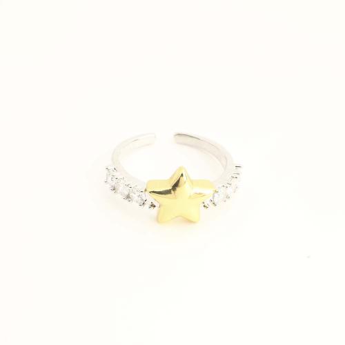 Brass Cuff Finger Ring, fashion jewelry & micro pave cubic zirconia & for woman, original color 