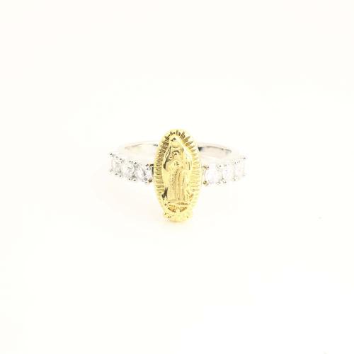 Brass Cuff Finger Ring, fashion jewelry & micro pave cubic zirconia & for woman, original color 