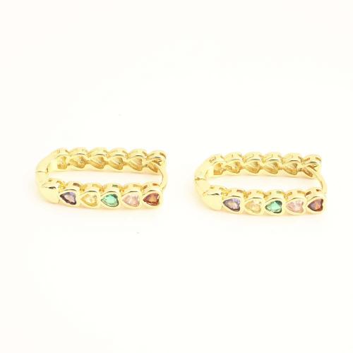 Латунь Основа для сережки, ювелирные изделия моды & инкрустированное микро кубического циркония & Женский, Много цветов для выбора, продается Пара