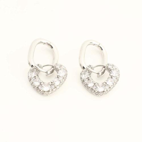 Латунь Сережка, ювелирные изделия моды & инкрустированное микро кубического циркония & Женский, Много цветов для выбора, продается Пара