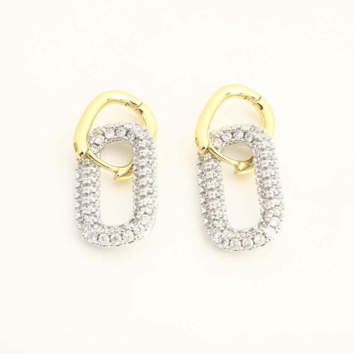 Латунные серьги падение, Латунь, ювелирные изделия моды & инкрустированное микро кубического циркония & Женский, Много цветов для выбора, продается Пара