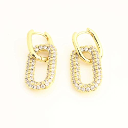 Латунные серьги падение, Латунь, ювелирные изделия моды & инкрустированное микро кубического циркония & Женский, Много цветов для выбора, продается Пара