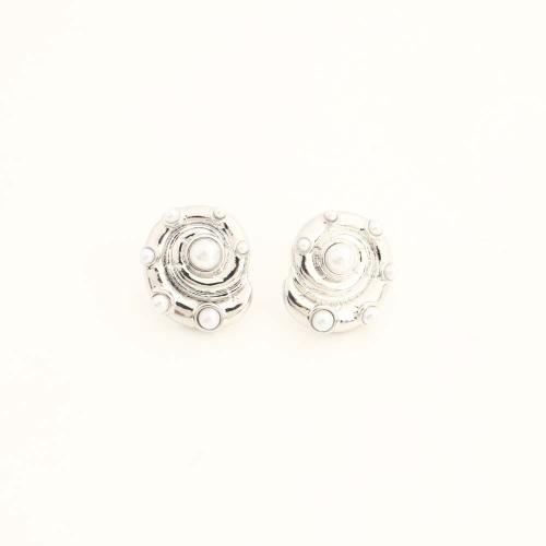 Латуни Стад Серьги, Латунь, с Пластиковая жемчужина, ювелирные изделия моды & Женский, Много цветов для выбора, продается Пара