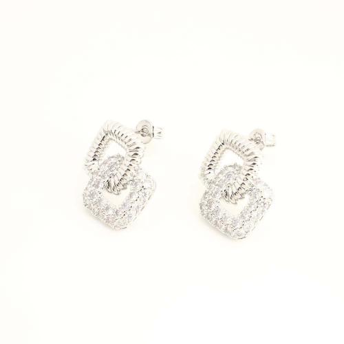 Латунные серьги падение, Латунь, ювелирные изделия моды & инкрустированное микро кубического циркония & Женский, Много цветов для выбора, продается Пара