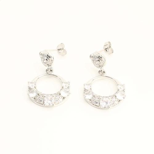 Латунные серьги падение, Латунь, ювелирные изделия моды & инкрустированное микро кубического циркония & Женский, Много цветов для выбора, продается Пара