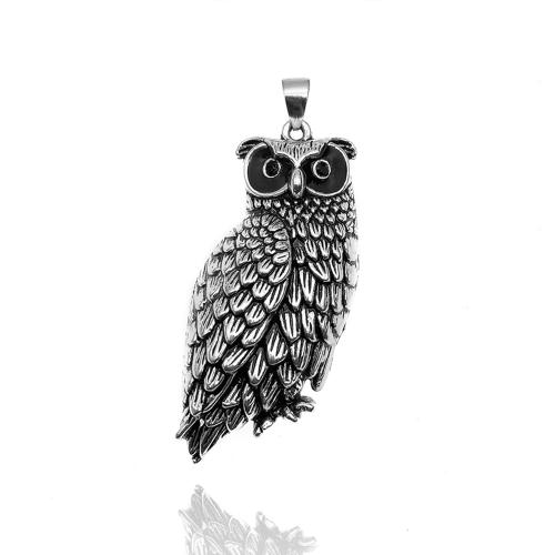 Zinc Alloy Animal Pendants, Owl, silver color plated, DIY & enamel, silver color 