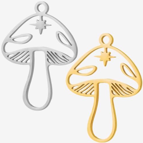Stainless Steel Hollow Pendant, 304 Stainless Steel, mushroom, plated, DIY 