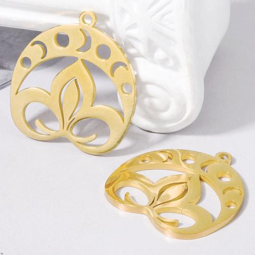 Stainless Steel Hollow Pendant, 304 Stainless Steel, plated, DIY 