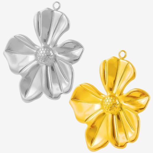 Stainless Steel Flower Pendant, 304 Stainless Steel, plated, DIY 