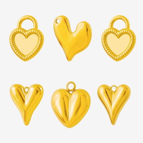 pendentifs de cœur en inox , Acier inoxydable 304, coeur, Placage, DIY, plus de couleurs à choisir Vendu par sac