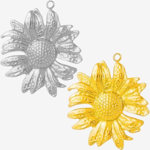 Stainless Steel Flower Pendant, 304 Stainless Steel, plated, DIY 