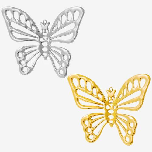 Stainless Steel Hollow Pendant, 304 Stainless Steel, Butterfly, plated, DIY 