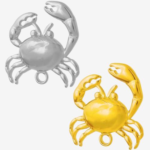 Pendentifs d'animaux en acier inoxydable , Acier inoxydable 304, crabe, Placage, DIY, plus de couleurs à choisir Vendu par sac