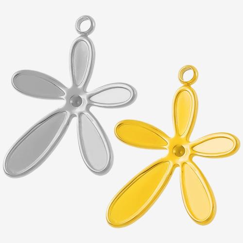 Stainless Steel Flower Pendant, 304 Stainless Steel, plated, DIY 
