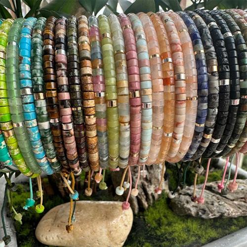 Gemstone Bracelet, with Nylon Cord & Zinc Alloy & Unisex, beads length Inner Approx 15mm 