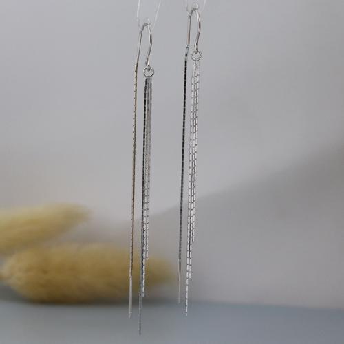 Argent sterling 925 boucles d'oreilles chaîne, glandpompon, bijoux de mode & pour femme, earring length 70-100mm, Vendu par paire