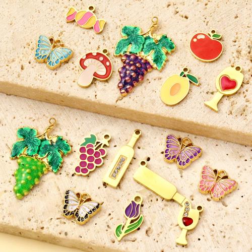 Pendentifs en acier inoxydable strass, Acier inoxydable 304, Placage de couleur d'or, DIY & émail & avec strass, plus de couleurs à choisir Vendu par sac