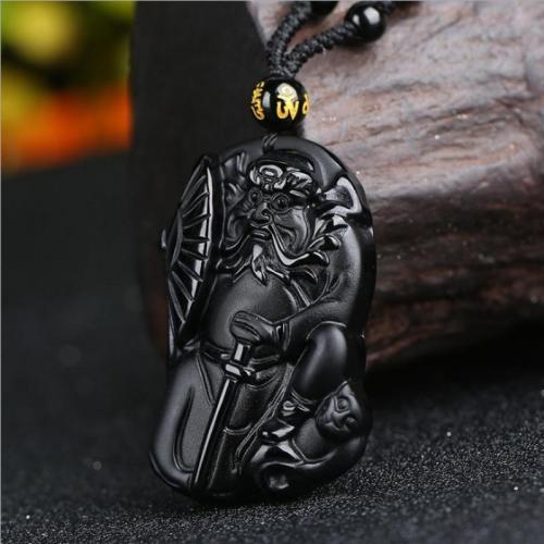 Obsidienne collier, poli, naturel & sculpté & pour homme, noire Environ 38 cm, Vendu par PC[