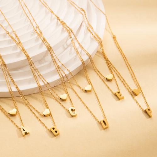 ステンレス鋼のジュエリーネックレス, 304ステンレススチール, アルファベット文字, ゴールドメッキ, ダブルレイヤー & ユニセックス & さまざまなパターンの選択, 売り手 パソコン