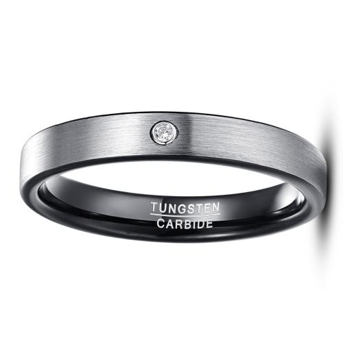 Men Tungsten Steel Ring in Bulk, plated & for man & with rhinestone & frosted, silver color mm 
