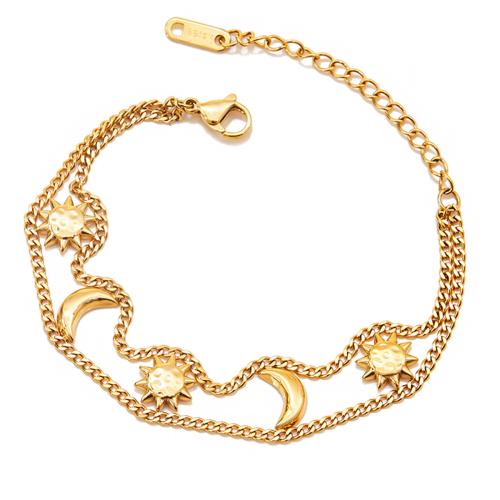 Acero inoxidable Pulsera con dijes, acero inoxidable 304, chapado, Doble capa & Joyería & para mujer, dorado, Vendido por UD