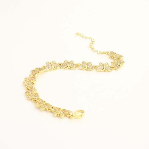 キュービックジルコニアマイクロパヴェブラスブレスレット, 銅, ファッションジュエリー & 選択のための別の長さ & マイクロパヴェジルコニア & 女性用, 無色, 売り手 パソコン