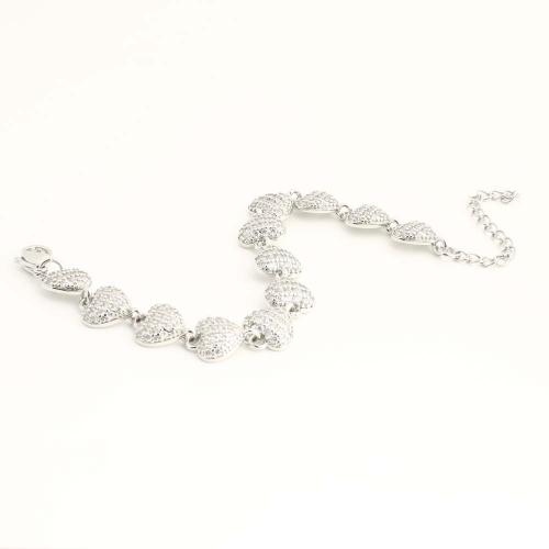 キュービックジルコニアマイクロパヴェブラスブレスレット, 銅, ファッションジュエリー & 選択のための別の長さ & マイクロパヴェジルコニア & 女性用, 無色, 売り手 パソコン