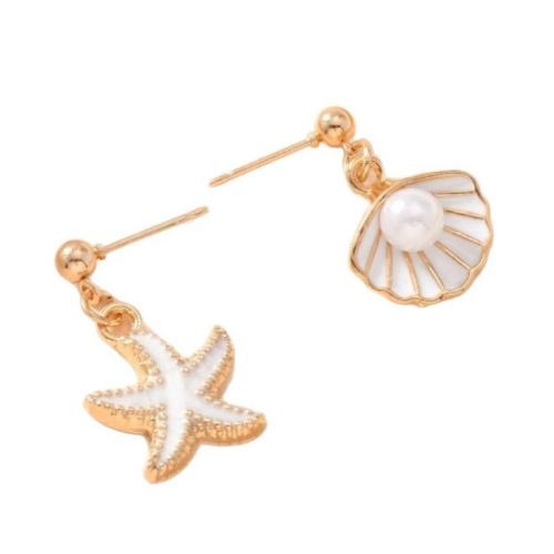 Zinklegierung Tropfen Ohrring, mit Kunststoff Perlen, Modeschmuck & für Frau & Emaille, keine, verkauft von Paar[