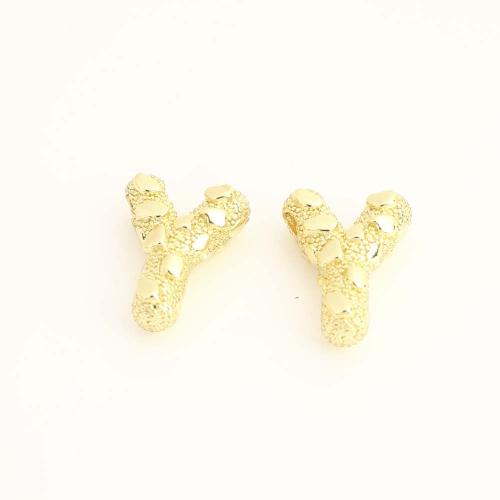 Weinlese Messing Perlen, Buchstabe Y, DIY, goldfarben, verkauft von PC[