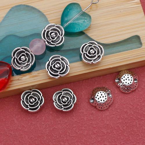 Perles en alliage de zinc de fleur, Rose, Placage de couleur argentée, DIY, argent Diamètre inté Environ 1.5mm Vendu par sac