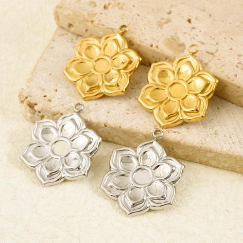 Stainless Steel Flower Pendant, 304 Stainless Steel, plated, DIY 
