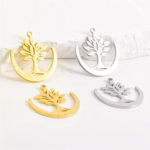 Stainless Steel Hollow Pendant, 304 Stainless Steel, Tree, plated, DIY 