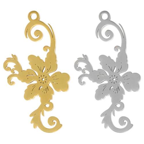 Stainless Steel Hollow Pendant, 304 Stainless Steel, Flower, plated, DIY 