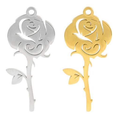 Stainless Steel Hollow Pendant, 304 Stainless Steel, Rose, plated, DIY 