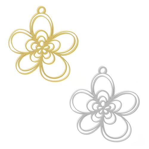 Stainless Steel Hollow Pendant, 304 Stainless Steel, Flower, plated, DIY 