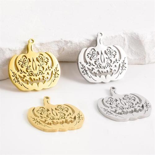 Stainless Steel Hollow Pendant, 304 Stainless Steel, Pumpkin, plated, DIY 