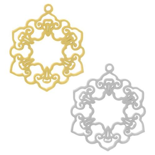 Stainless Steel Hollow Pendant, 304 Stainless Steel, Flower, plated, DIY 