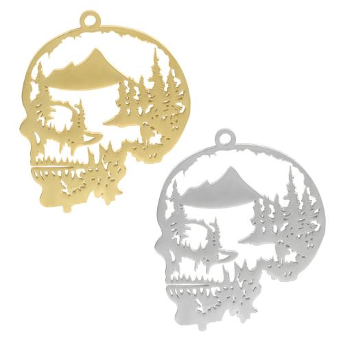 Pendentif creux en acier inoxydable, Acier inoxydable 304, crane, Placage, DIY, plus de couleurs à choisir Vendu par sac