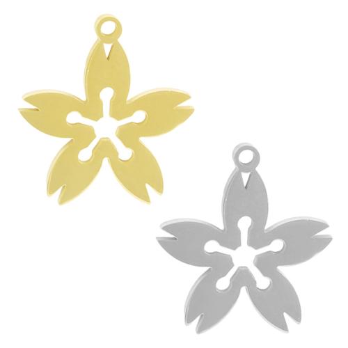 Stainless Steel Flower Pendant, 304 Stainless Steel, plated, DIY & hollow 