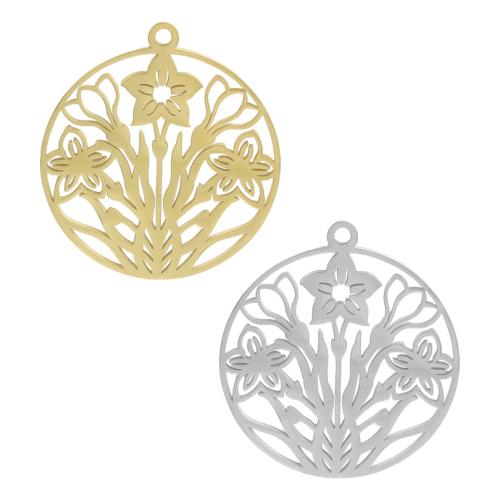 Stainless Steel Hollow Pendant, 304 Stainless Steel, Flower, plated, DIY 