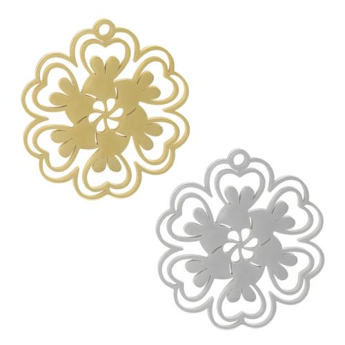Stainless Steel Flower Pendant, 304 Stainless Steel, plated, DIY & hollow 