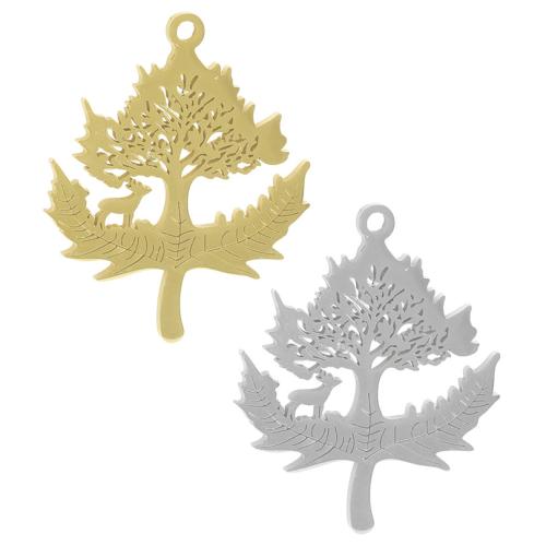Stainless Steel Hollow Pendant, 304 Stainless Steel, Maple Leaf, plated, DIY 