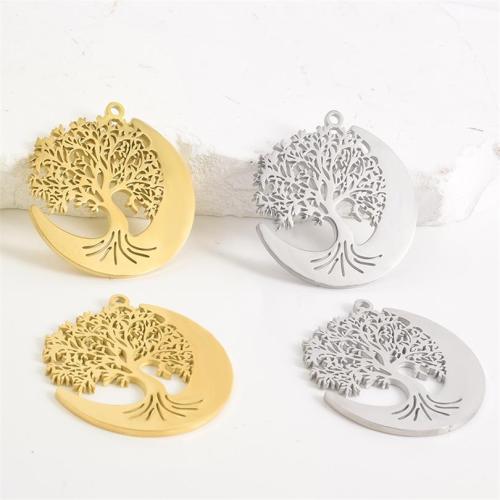 Pendentif creux en acier inoxydable, Acier inoxydable 304, arbre, Placage, DIY, plus de couleurs à choisir Vendu par sac