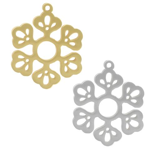 Stainless Steel Hollow Pendant, 304 Stainless Steel, Snowflake, plated, DIY 