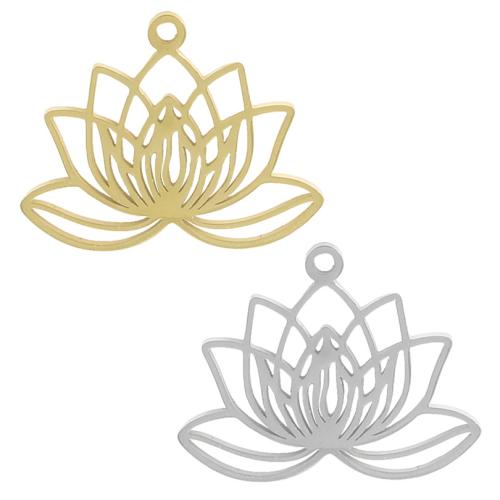 Stainless Steel Flower Pendant, 304 Stainless Steel, Lotus, plated, DIY & hollow 