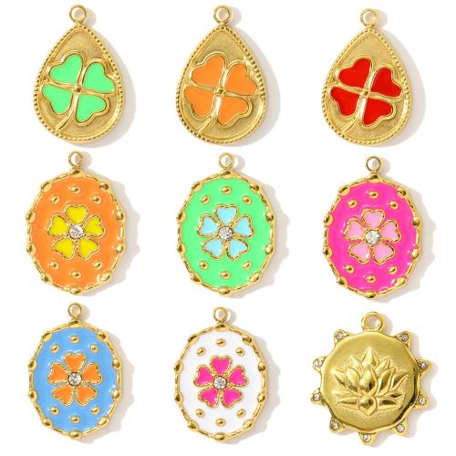 304 Edelstahl Anhänger, goldfarben plattiert, DIY & Emaille & mit Strass, keine, 3PCs/Tasche, verkauft von Tasche