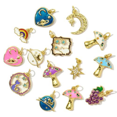 304 Edelstahl Anhänger, plattiert, DIY & Micro pave Zirkonia & Emaille, keine, 3PCs/Tasche, verkauft von Tasche