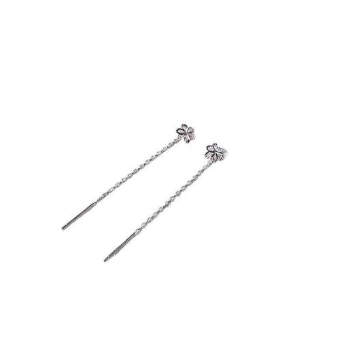 Argent sterling 925 boucles d'oreilles chaîne, fleur, bijoux de mode & pour femme, argent Vendu par paire
